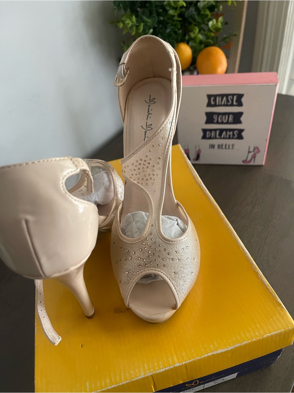 Elegant Women's Nude Peep-Toe Heels with T-Strap